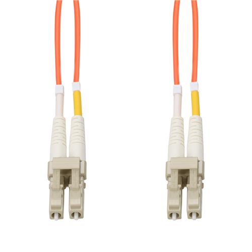 Picture of 1m LC to LC Orange OM1 Duplex OFNR (Riser-Rated) MMF Fiber Patch Cable with 90 Degree Bend