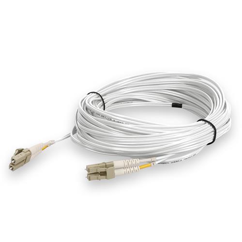Picture of 20m LC to LC White OM4 Duplex OFNR (Riser-Rated) TAA Fiber Patch Cable