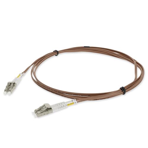 Picture of 2m LC to LC Brown OM4 Duplex OFNR (Riser-Rated) TAA Fiber Patch Cable