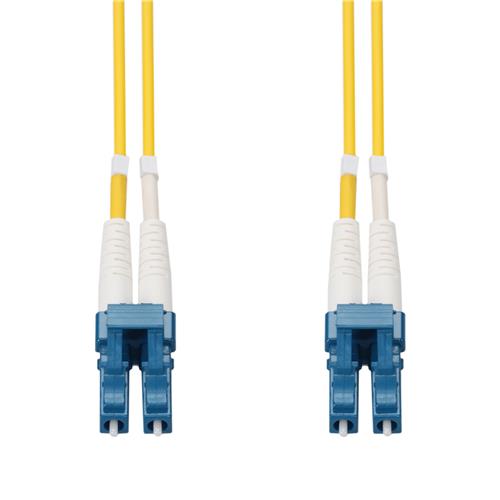 Picture of 7m LC to LC Yellow OS2 Duplex Microboot, Snagless OFNR (Riser-Rated) SMF Fiber Patch Cable with Serialized Labeled Ends