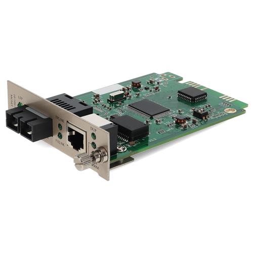 Picture of 10/100/1000Base-TX(RJ-45) to 1000Base-LX(SC) SMF 1310nm 20km Media Converter Card for our rack or Standalone Systems