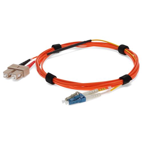 Picture of 6m SC (Male) Orange OM1 to LC (Male) Yellow OS2 Duplex OFNR Mode Conditioning Cable