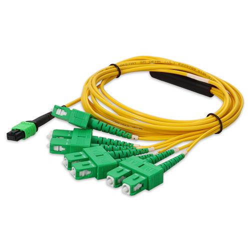 Picture of 2m MPO/APC to 4xASC Duplex (8xASC)/APC Yellow OS2 OFNR (Riser-Rated) 8-Strand SMF Fiber Fanout Cable