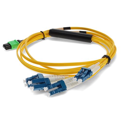 Picture of 0.5m MPO/APC to 4xLC/UPC Duplex Yellow OS2 OFNR (Riser-Rated) 8-Strand SMF Fiber Fanout Cable