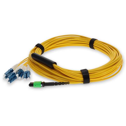 Picture of 12.5m MPO/APC to 4xLC/UPC Duplex Yellow OS2 OFNR (Riser-Rated) 8-Strand SMF Fiber Fanout Cable