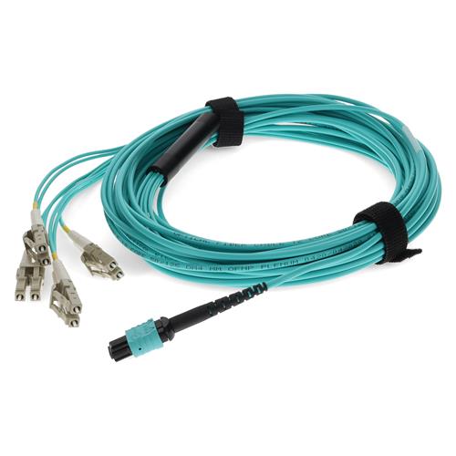 Picture of 1m MPO/UPC to 4xLC/UPC Duplex Aqua OM4 OFNP (Plenum-Rated) 8-Strand Fiber Fanout Cable