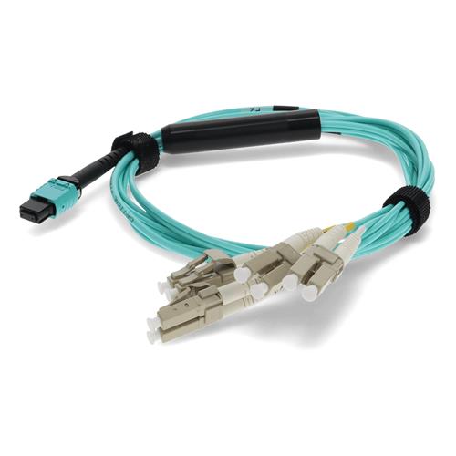 Picture of 1m MPO/UPC to 4xLC/UPC Duplex Aqua OM4 OFNR (Riser-Rated) 8-Strand Fiber Fanout Cable