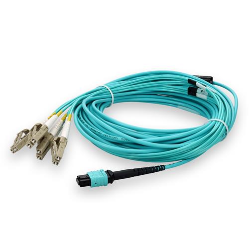Picture of 25m MPO/UPC to 4xLC/UPC Duplex Aqua OM4 OFNP (Plenum-Rated) 8-Strand Fiber Fanout Cable