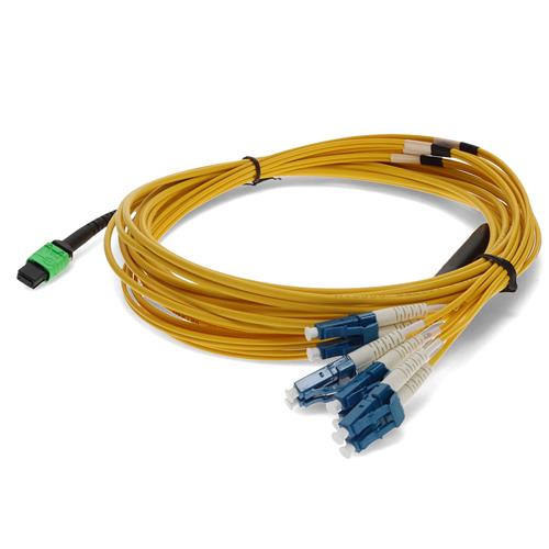 Picture of 2m MPO/APC to 4xLC/UPC Duplex Yellow OS2 OFNP (Plenum-Rated) 8-Strand SMF Fiber Fanout Cable
