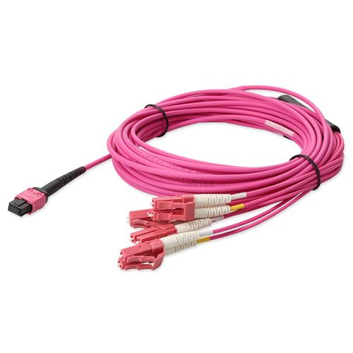 Picture of 7m MPO/UPC to 4xLC/UPC Duplex Magenta OM4 LSZH 8-Strand Fiber Fanout Cable