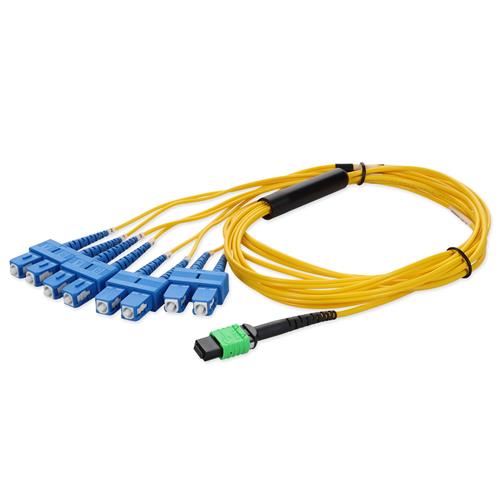 Picture of 5m MPO/APC to 4xSC Duplex (8xSC)/UPC Yellow OS2 OFNR (Riser-Rated) 8-Strand SMF Fiber Fanout Cable