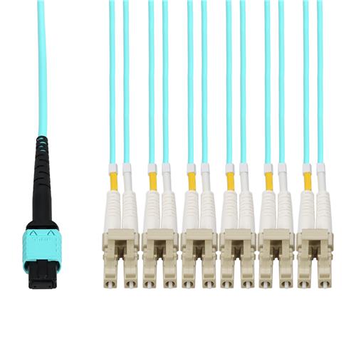 Picture of 0.5m MPO/UPC to 6xLC/UPC Duplex Aqua OM4 LSZH 12-Strand Fiber Patch Cable