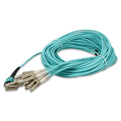 Picture of 15m MPO/UPC to 6xLC/UPC Duplex Aqua OM3 OFNR (Riser-Rated) 12-Strand Fiber Fanout Cable