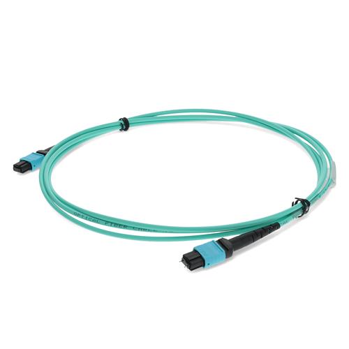 Picture of 1.5m MPO/UPC (Male) to MPO/UPC Aqua OM4 OFNR (Riser-Rated) 12-Strand Fiber Patch Cable