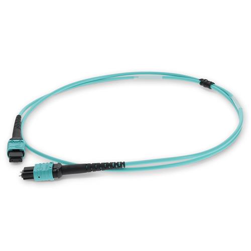 Picture of 2m MPO/UPC (Male) to MPO/UPC Aqua OM4 OFNR (Riser-Rated) 12-Strand Fiber Patch Cable