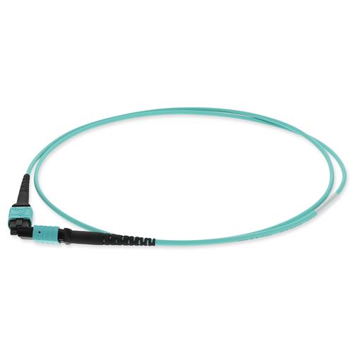 Picture of 1.5m MPO/UPC to MPO/UPC Aqua OM4 OFNR (Riser-Rated) 12-Strand Fiber Patch Cable