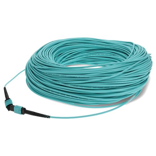 Picture of 140m MPO/UPC to MPO/UPC Aqua OM4 OFNR (Riser-Rated) 12-Strand Fiber Patch Cable