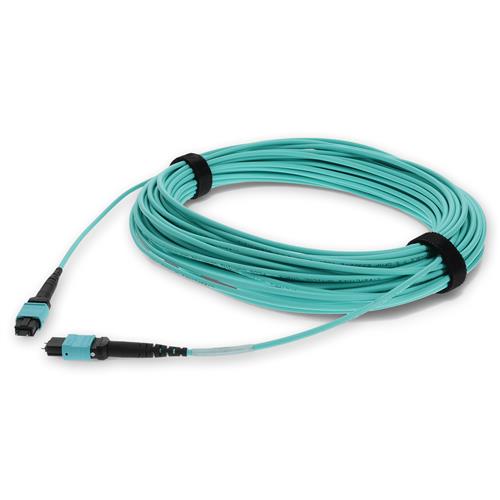 Picture of 21m MPO/UPC (Male) to MPO/UPC (Male) Aqua OM4 OFNR (Riser-Rated) 12-Strand Fiber Patch Cable