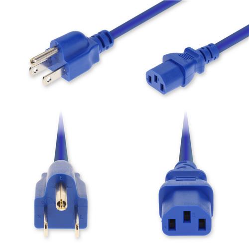Picture of 6ft NEMA 5-15P Male to C13 Female Standard Commercial 18 AWG 125V at 10A PVC SJT (Service Junior Thermoplastic) Blue Power Cable