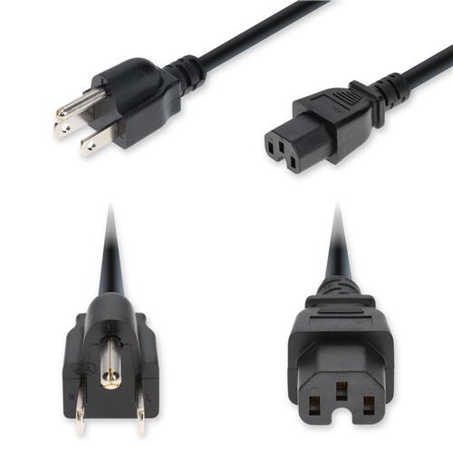 Picture of 6ft NEMA 5-15P Male to C15 Female Standard Commercial 14 AWG 125V at 15A PVC SJT (Service Junior Thermoplastic) Black Power Cable