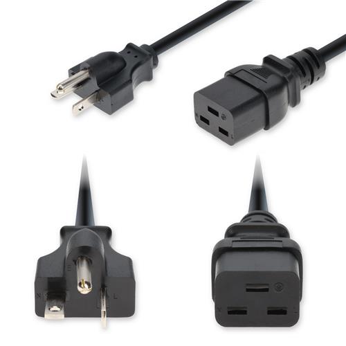 Picture of 6ft NEMA 5-20P Male to C19 Female Industrial Grade 12 AWG 125V at 20A PVC SJT (Service Junior Thermoplastic) Black Power Cable