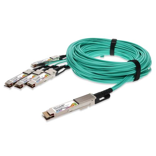 Picture of Arista Networks® to Mellanox® Compatible TAA 400GBase-AOC QSFP-DD 400G to 4xQSFP56 100G PAM-4 Active Optical Cable (850nm, MMF, 5m)