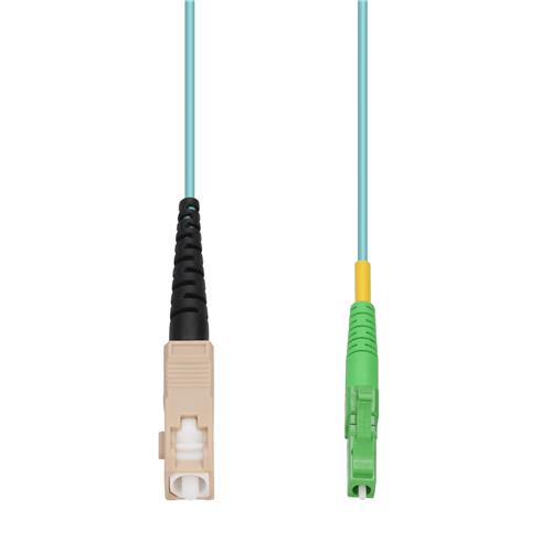 Picture of 50m SC to ALC Aqua OM4 Simplex OFNR (Riser-Rated) Fiber Patch Cable
