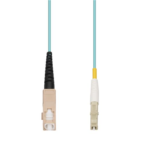 Picture of 0.5m SC to LC Aqua OM4 Simplex OFNP (Plenum-Rated) Fiber Patch Cable