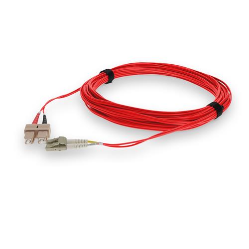 Picture of 10m SC to LC Red OM4 Duplex OFNR (Riser-Rated) TAA Fiber Patch Cable