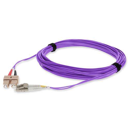 Picture of 10m SC to LC Violet OM4 Duplex OFNR (Riser-Rated) TAA Fiber Patch Cable