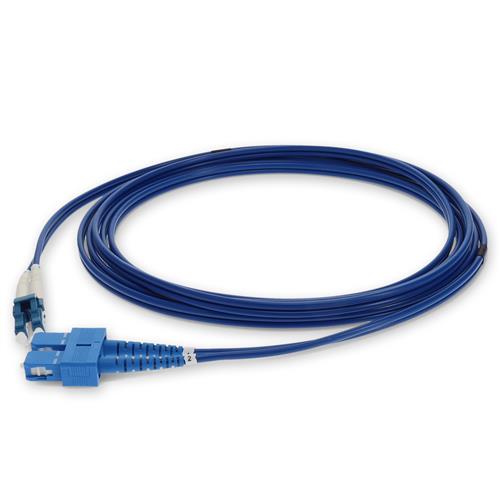 Picture of 1m SC to LC Blue OS2 Duplex Armored OFNR (Riser-Rated) SMF Fiber Patch Cable