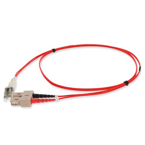 Picture of 2m SC to LC Red OM4 Duplex OFNP (Plenum-Rated) Fiber Patch Cable