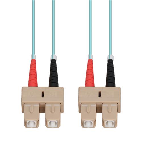 Picture of 40m SC to SC Aqua OM4 Duplex OFNR (Riser-Rated) Fiber Patch Cable