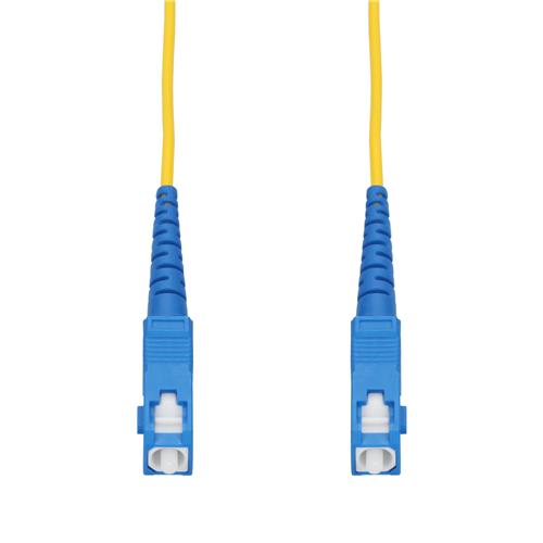Picture of 2m SC to SC Yellow OS2 Simplex Microboot, Snagless OFNR (Riser-Rated) SMF Fiber Patch Cable with Serialized Labeled Ends and 3mm OD Jacket