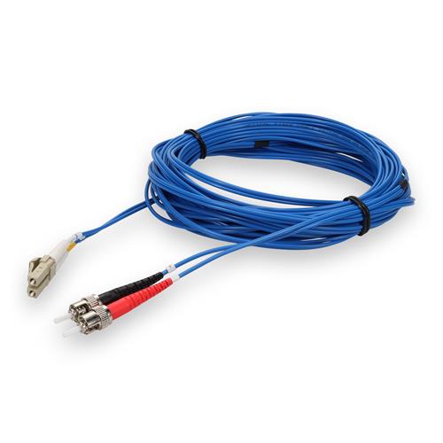 Picture of 1m ST to LC Blue OM4 Duplex OFNR (Riser-Rated) Fiber Patch Cable