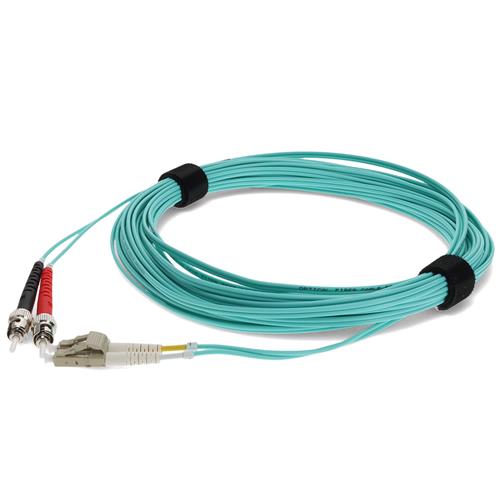 Picture of 1m ST to LC Aqua OM4 Duplex OFNR (Riser-Rated) Fiber Patch Cable