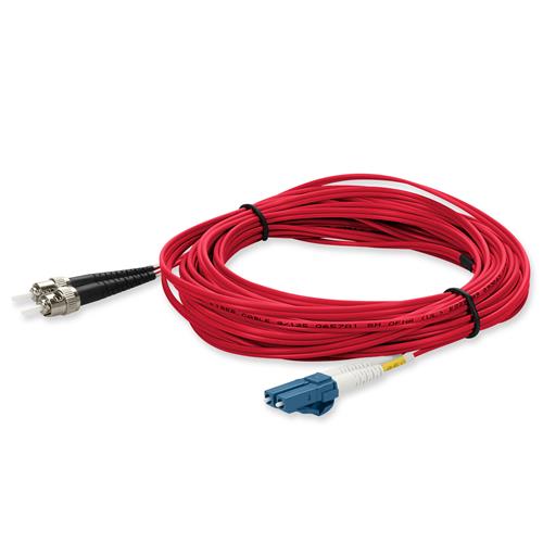 Picture of 1m ST to LC Red OS2 Duplex OFNR (Riser-Rated) SMF Fiber Patch Cable