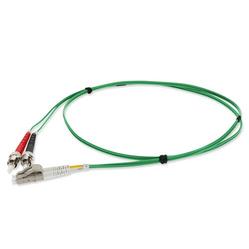 Picture of 2m ST to LC Green OM1 Duplex OFNR (Riser-Rated) MMF Fiber Patch Cable