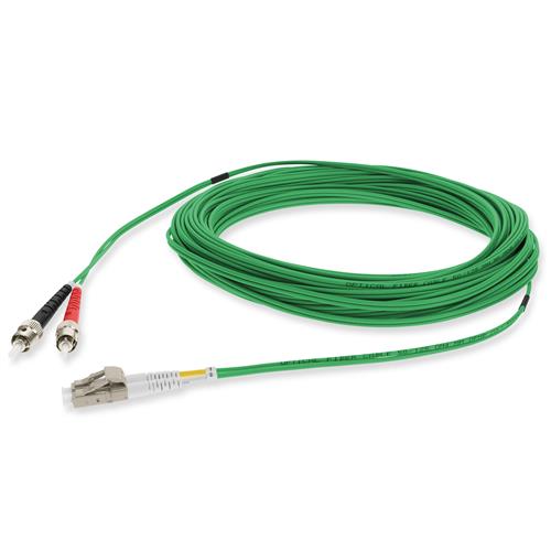 Picture of 30m LC to ST Green OM4 Duplex OFNR (Riser-Rated) Fiber Patch Cable