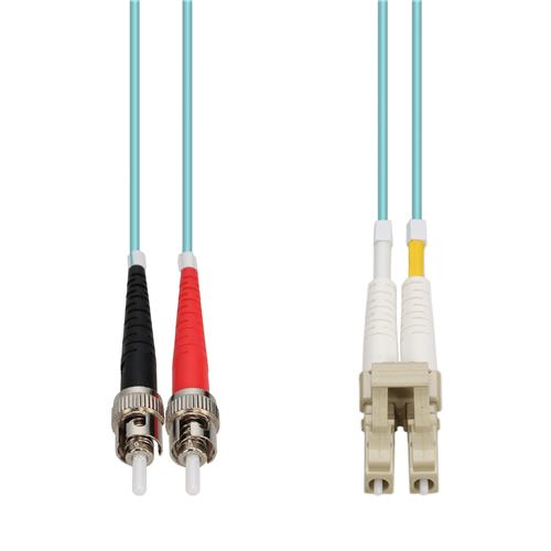 Picture of 40m ST to LC Aqua OM4 Duplex OFNR (Riser-Rated) Fiber Patch Cable