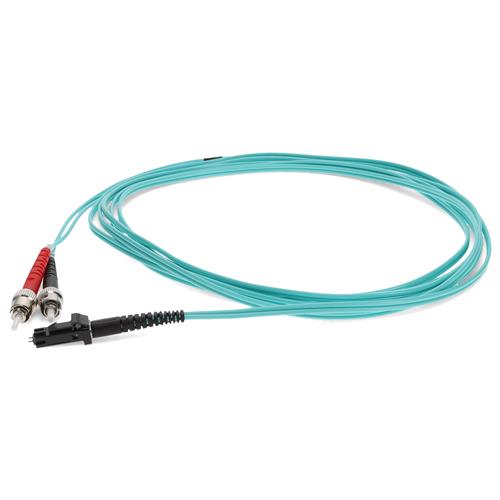 Picture of 5m ST to MT-RJ Aqua OM3 Duplex OFNR (Riser-Rated) Fiber Patch Cable