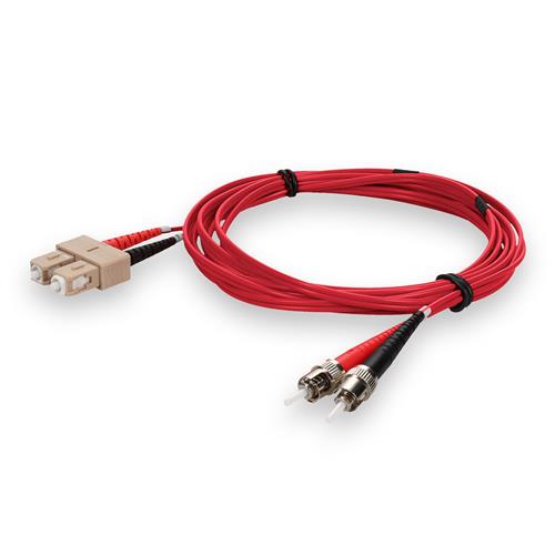 Picture of 1m ST to SC Red OM1 Duplex OFNR (Riser-Rated) MMF Fiber Patch Cable