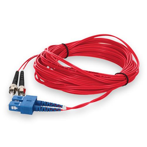 Picture of 1m ST to SC Red OS2 Duplex OFNR (Riser-Rated) SMF Fiber Patch Cable