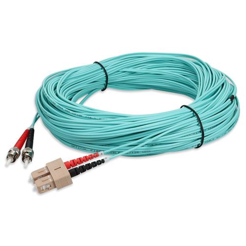 Picture of 20m ST to SC Aqua OM4 Duplex OFNR (Riser-Rated) Fiber Patch Cable