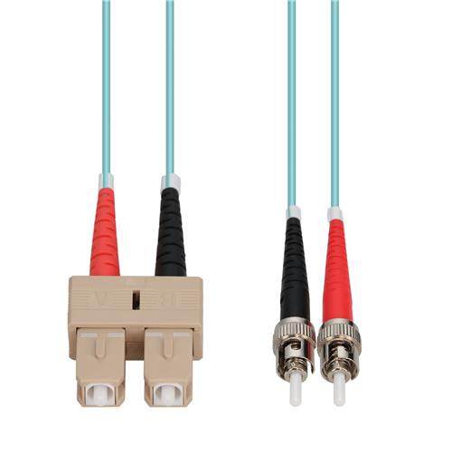 Picture of 2m ST to SC Aqua OM3 Duplex OFNR (Riser-Rated) Fiber Patch Cable