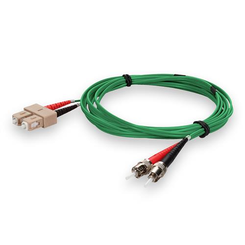Picture of 2m ST to SC Green OM1 Duplex OFNR (Riser-Rated) MMF Fiber Patch Cable