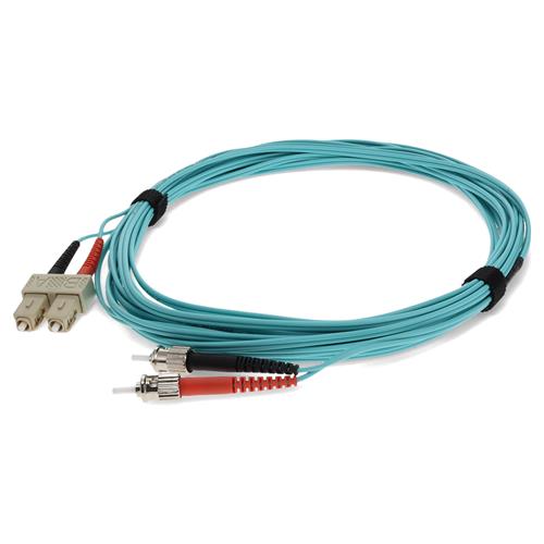 Picture of 5m ST to SC Aqua OM3 Duplex OFNR (Riser-Rated) Fiber Patch Cable