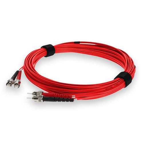Picture of 2m ST to ST Red OM3 Duplex OFNR (Riser-Rated) Fiber Patch Cable