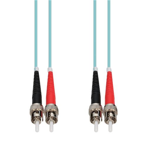 Picture of 50m ST to ST Aqua OM3 Duplex OFNR (Riser-Rated) Fiber Patch Cable