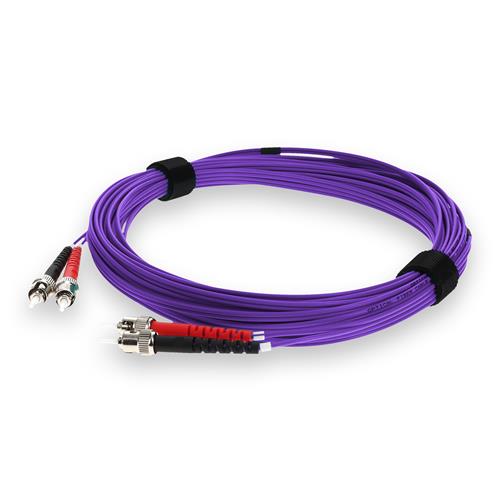 Picture of 9m ST to ST Purple OM4 Duplex OFNR (Riser-Rated) Fiber Patch Cable